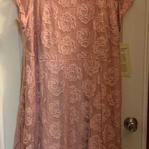 Ellos Pink Asymmetrical Lace Dress